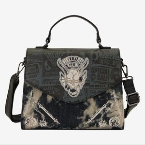 NWT Loungefly Stranger Things Hellfire Club Acid Wash Denim Crossbody Handbag